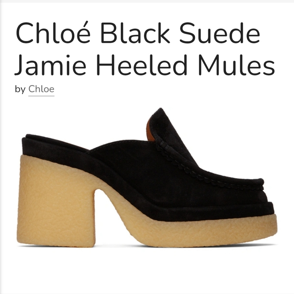 Chloe Black Suede Jamie Heeled Mules